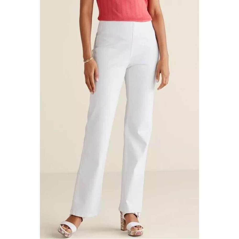NWT Soft Surroundings White Pull on Bootcut Ultimate Denim Full Length Jeans XS